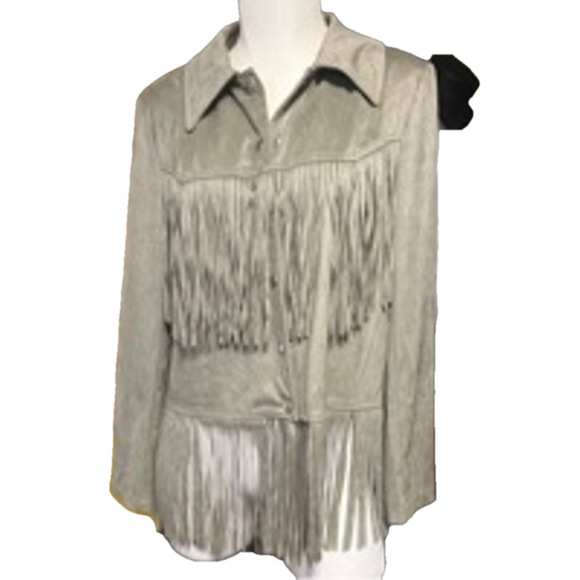 VEGAN SUEDE FRINGED JACKET BY ADORE NWT IN GREEN SIZE MEDIUM - Picture 1 of 6